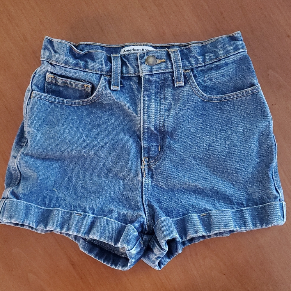 American Apparel High Waisted Cuff Jean Shorts